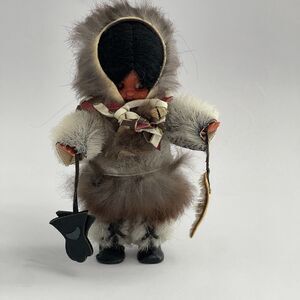 Eskimo Doll Real Fur 6 1/2" tall